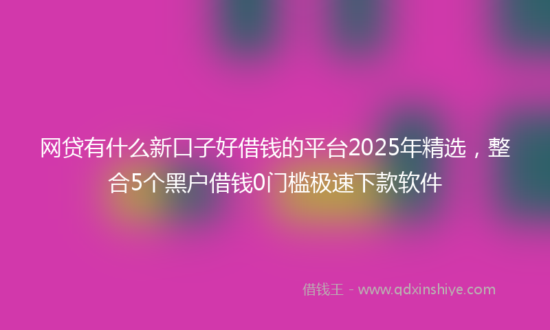 网贷有什么新口子好借钱的平台2025年精选，整合5个黑户借钱0门槛极速下款软件