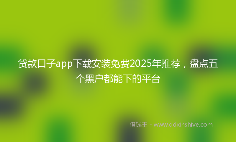 贷款口子app下载安装免费2025年推荐，盘点五个黑户都能下的平台