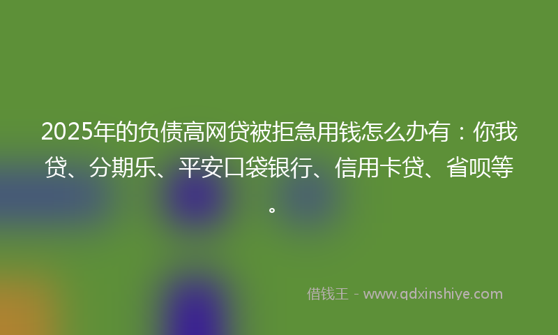 2025年的负债高网贷被拒急用钱怎么办有：你我贷、分期乐、平安口袋银行、信用卡贷、省呗等。