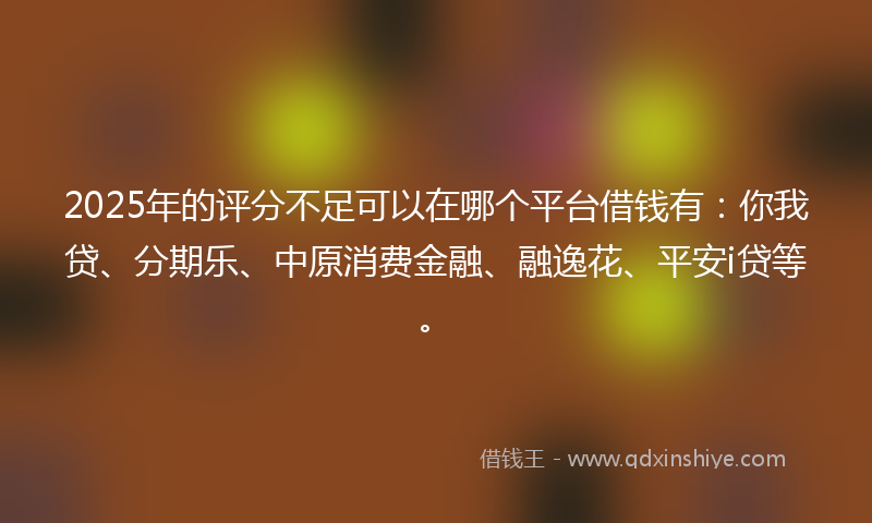2025年的评分不足可以在哪个平台借钱有：你我贷、分期乐、中原消费金融、融逸花、平安i贷等。