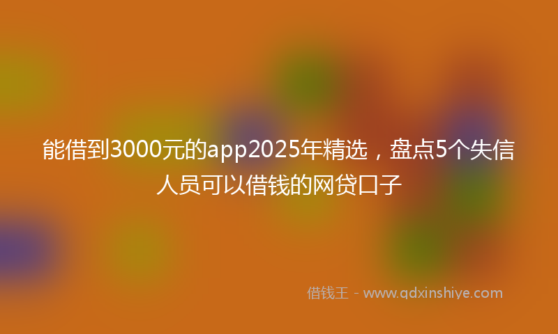 能借到3000元的app2025年精选，盘点5个失信人员可以借钱的网贷口子
