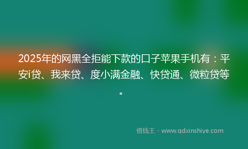 2025年的网黑全拒能下款的口子苹果手机有：平安i贷、我来贷、度小满金融、快贷通、微粒贷等。