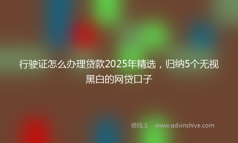 行驶证怎么办理贷款2025年精选，归纳5个无视黑白的网贷口子