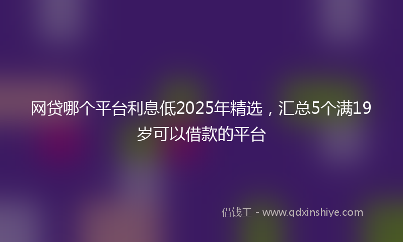 网贷哪个平台利息低2025年精选，汇总5个满19岁可以借款的平台