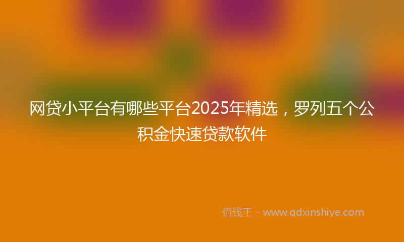 网贷小平台有哪些平台2025年精选，罗列五个公积金快速贷款软件