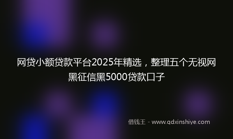 网贷小额贷款平台2025年精选，整理五个无视网黑征信黑5000贷款口子