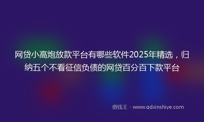 网贷小高炮放款平台有哪些软件2025年精选，归纳五个不看征信负债的网贷百分百下款平台