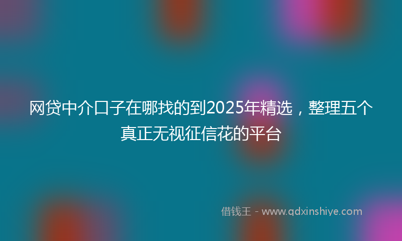 网贷中介口子在哪找的到2025年精选，整理五个真正无视征信花的平台