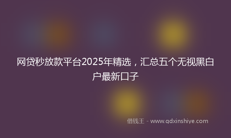 网贷秒放款平台2025年精选，汇总五个无视黑白户最新口子