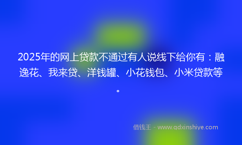 2025年的网上贷款不通过有人说线下给你有：融逸花、我来贷、洋钱罐、小花钱包、小米贷款等。