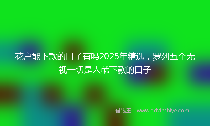 花户能下款的口子有吗2025年精选，罗列五个无视一切是人就下款的口子