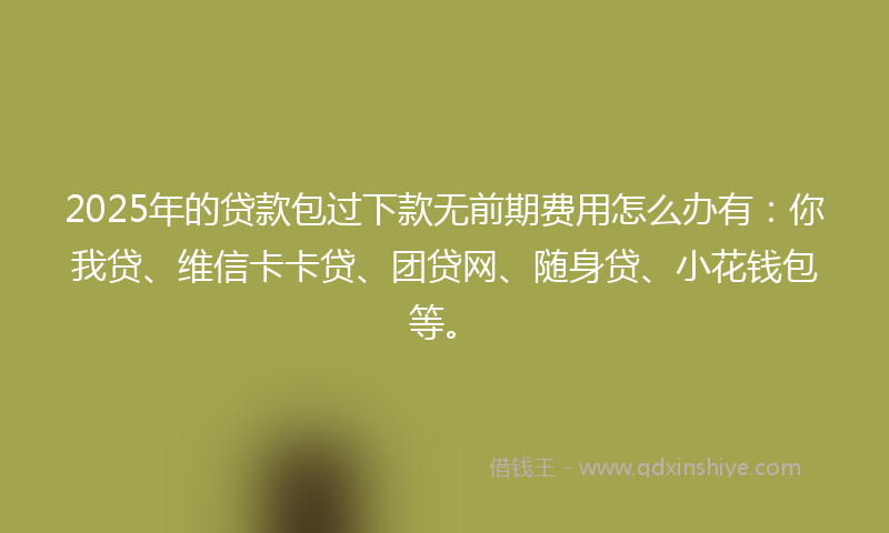 2025年的贷款包过下款无前期费用怎么办有：你我贷、维信卡卡贷、团贷网、随身贷、小花钱包等。