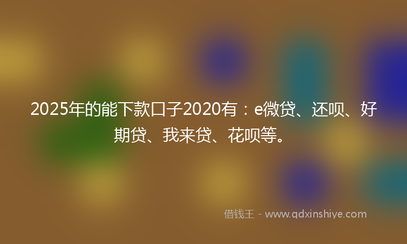 2025年的能下款口子2020有：e微贷、还呗、好期贷、我来贷、花呗等。