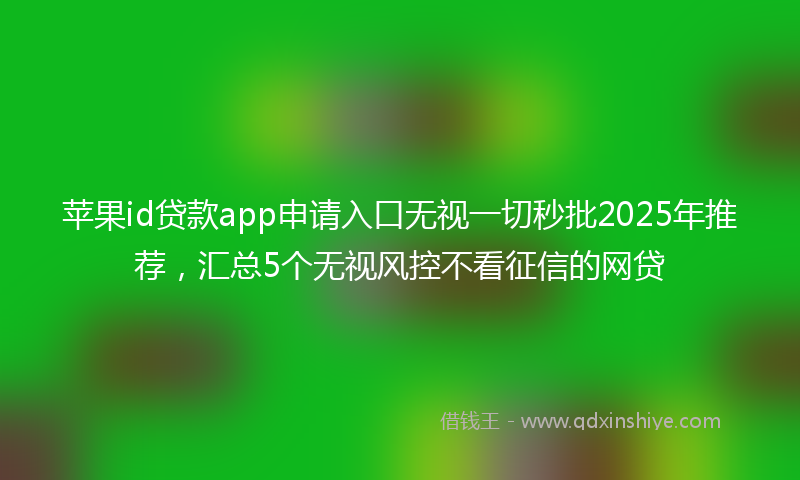 苹果id贷款app申请入口无视一切秒批2025年推荐，汇总5个无视风控不看征信的网贷
