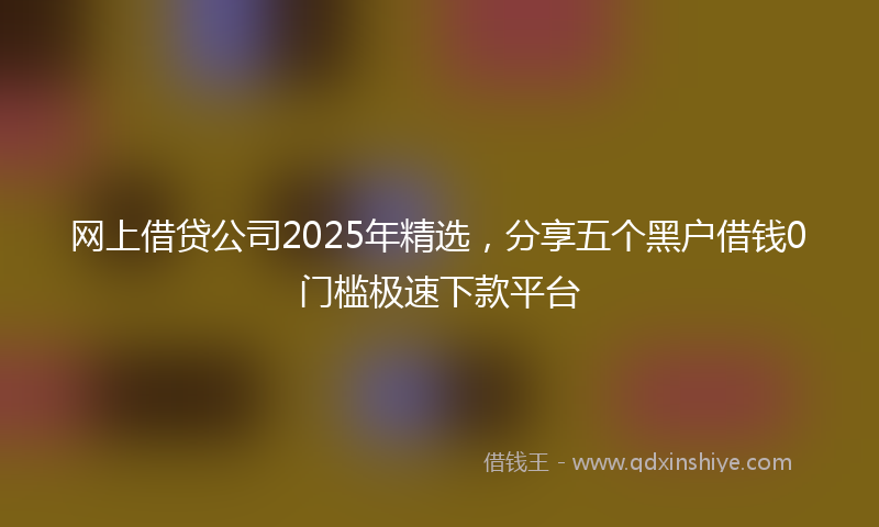 网上借贷公司2025年精选，分享五个黑户借钱0门槛极速下款平台