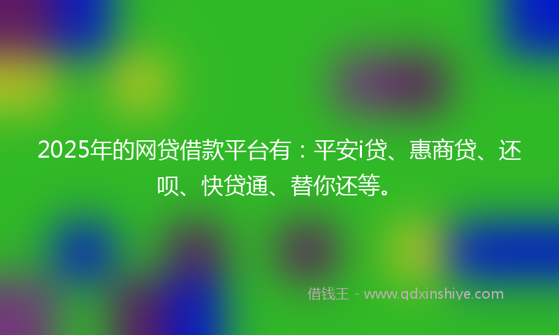 2025年的网贷借款平台有：平安i贷、惠商贷、还呗、快贷通、替你还等。