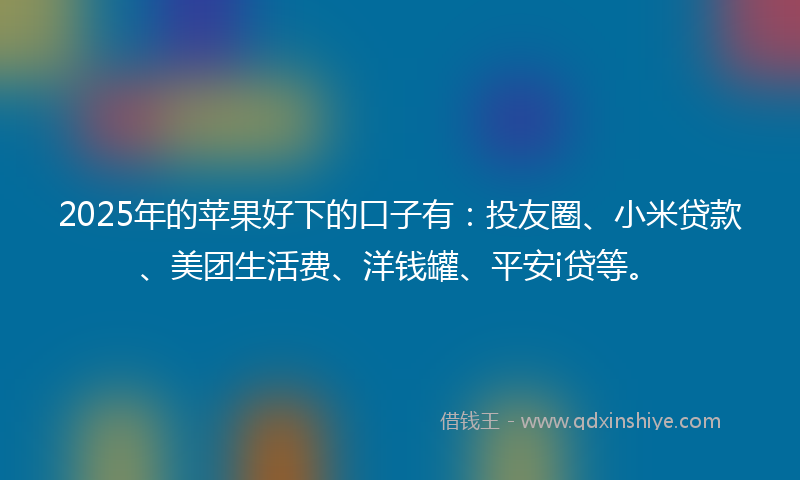 2025年的苹果好下的口子有：投友圈、小米贷款、美团生活费、洋钱罐、平安i贷等。