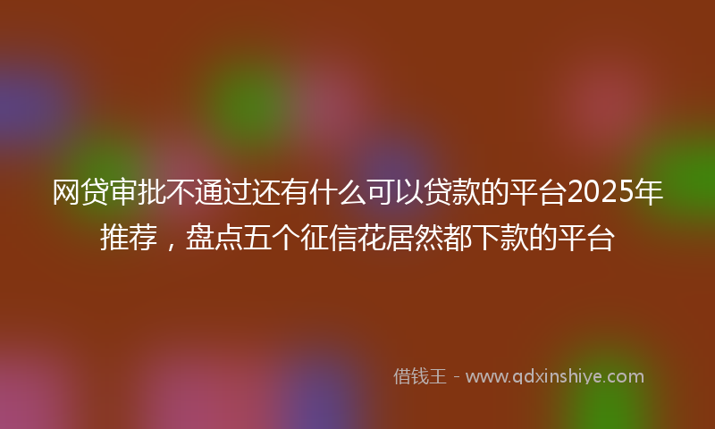 网贷审批不通过还有什么可以贷款的平台2025年推荐，盘点五个征信花居然都下款的平台