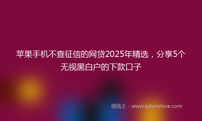 苹果手机不查征信的网贷2025年精选，分享5个无视黑白户的下款口子