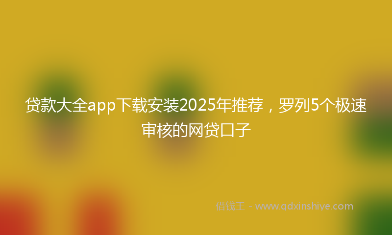 贷款大全app下载安装2025年推荐，罗列5个极速审核的网贷口子