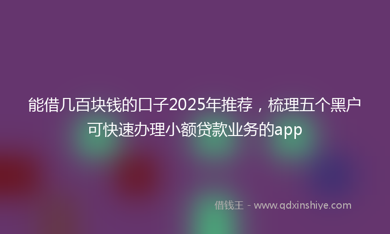 能借几百块钱的口子2025年推荐，梳理五个黑户可快速办理小额贷款业务的app