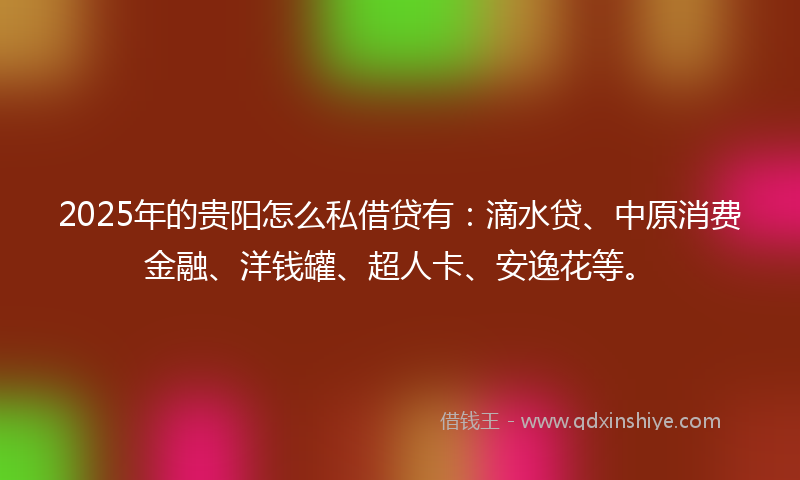 2025年的贵阳怎么私借贷有：滴水贷、中原消费金融、洋钱罐、超人卡、安逸花等。