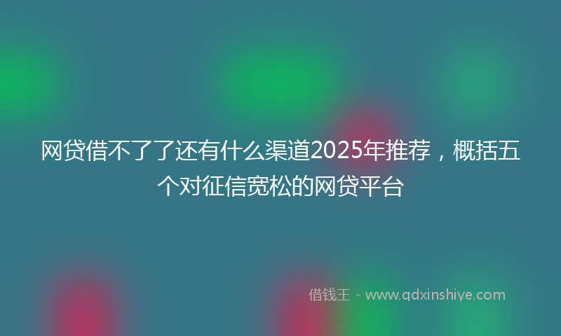 网贷借不了了还有什么渠道2025年推荐，概括五个对征信宽松的网贷平台