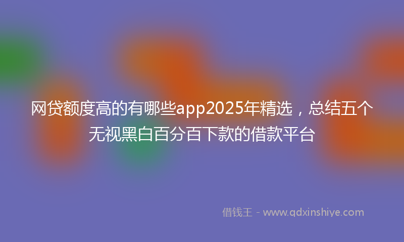 网贷额度高的有哪些app2025年精选，总结五个无视黑白百分百下款的借款平台