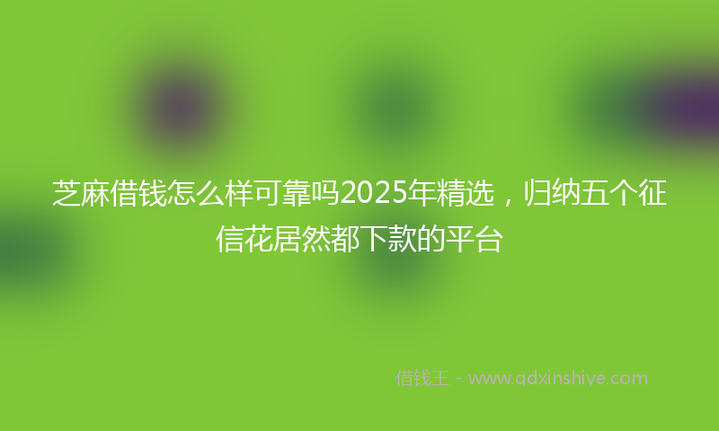 芝麻借钱怎么样可靠吗2025年精选，归纳五个征信花居然都下款的平台