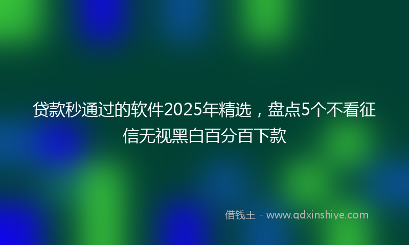 贷款秒通过的软件2025年精选，盘点5个不看征信无视黑白百分百下款