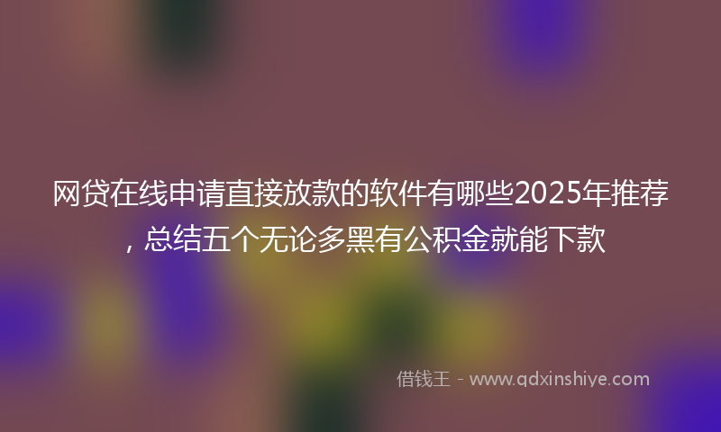 网贷在线申请直接放款的软件有哪些2025年推荐，总结五个无论多黑有公积金就能下款
