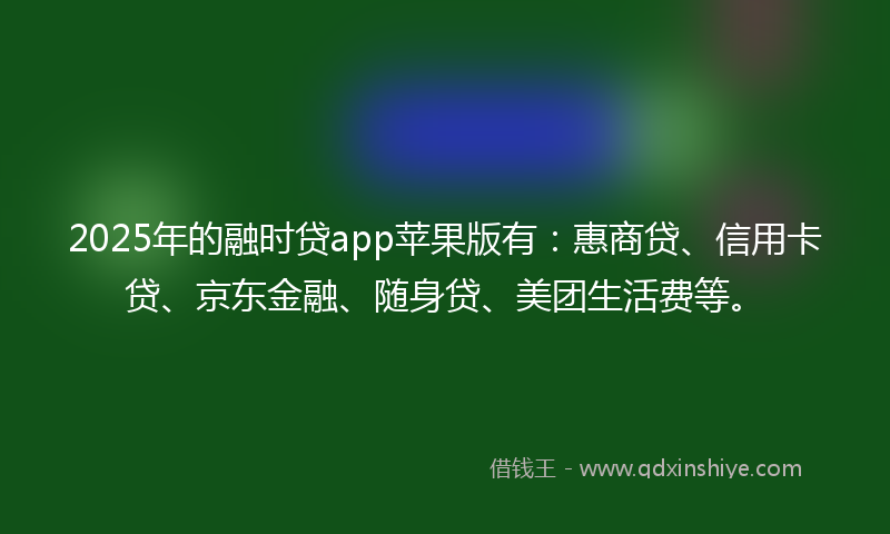 2025年的融时贷app苹果版有：惠商贷、信用卡贷、京东金融、随身贷、美团生活费等。