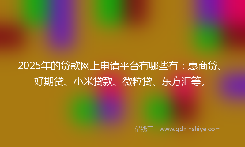 2025年的贷款网上申请平台有哪些有：惠商贷、好期贷、小米贷款、微粒贷、东方汇等。