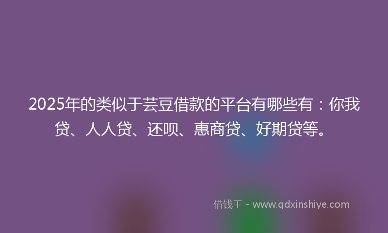 2025年的类似于芸豆借款的平台有哪些有：你我贷、人人贷、还呗、惠商贷、好期贷等。