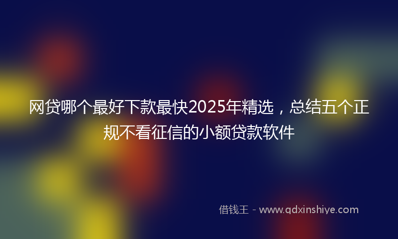 网贷哪个最好下款最快2025年精选，总结五个正规不看征信的小额贷款软件