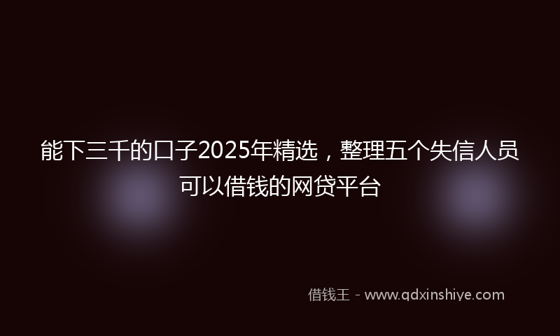 能下三千的口子2025年精选，整理五个失信人员可以借钱的网贷平台