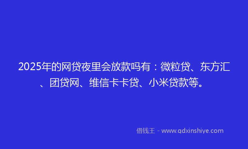 2025年的网贷夜里会放款吗有：微粒贷、东方汇、团贷网、维信卡卡贷、小米贷款等。