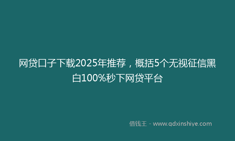网贷口子下载2025年推荐，概括5个无视征信黑白100%秒下网贷平台