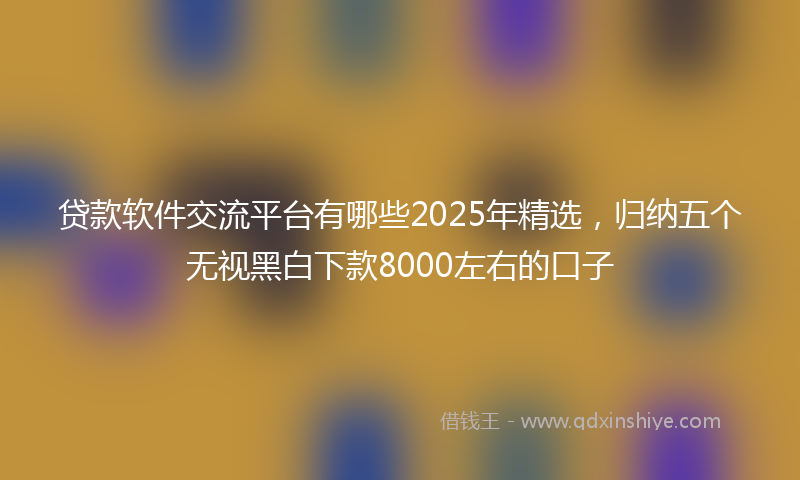 贷款软件交流平台有哪些2025年精选，归纳五个无视黑白下款8000左右的口子