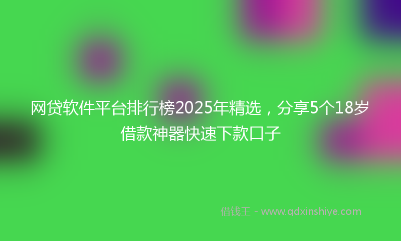 网贷软件平台排行榜2025年精选，分享5个18岁借款神器快速下款口子
