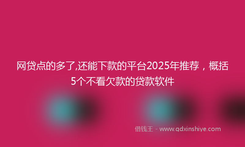 网贷点的多了,还能下款的平台2025年推荐，概括5个不看欠款的贷款软件