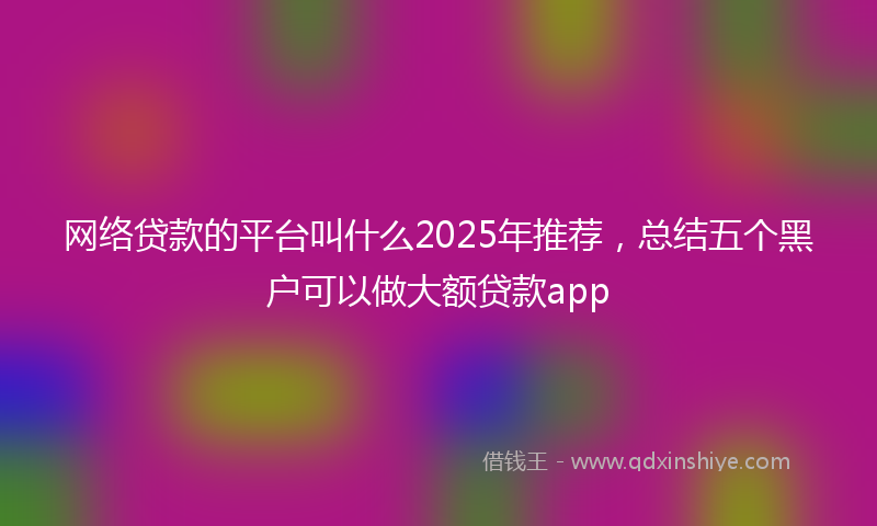 网络贷款的平台叫什么2025年推荐，总结五个黑户可以做大额贷款app