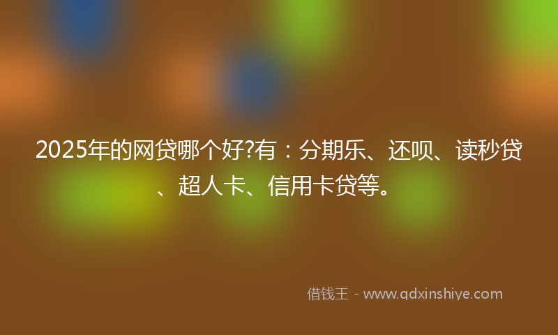 2025年的网贷哪个好?有：分期乐、还呗、读秒贷、超人卡、信用卡贷等。