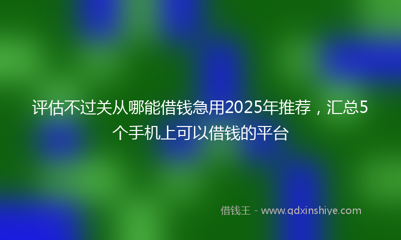 评估不过关从哪能借钱急用2025年推荐，汇总5个手机上可以借钱的平台