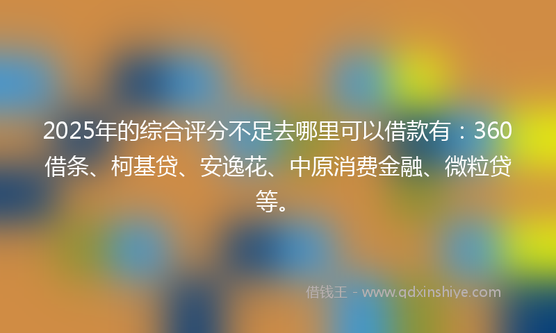 2025年的综合评分不足去哪里可以借款有：360借条、柯基贷、安逸花、中原消费金融、微粒贷等。