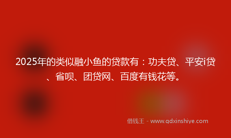 2025年的类似融小鱼的贷款有：功夫贷、平安i贷、省呗、团贷网、百度有钱花等。