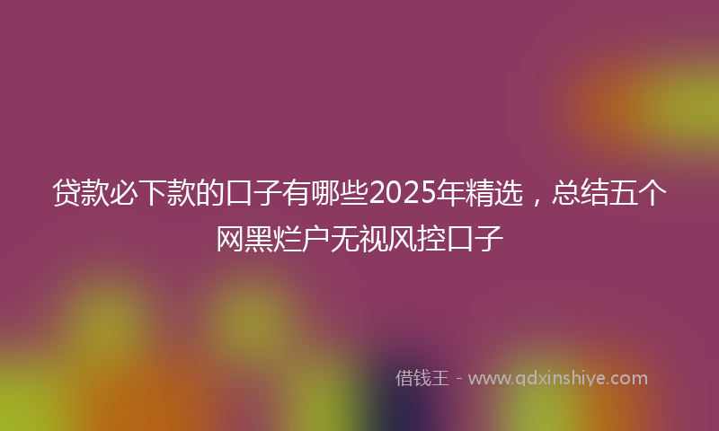 贷款必下款的口子有哪些2025年精选，总结五个网黑烂户无视风控口子