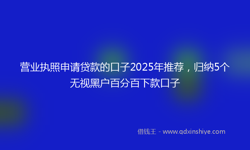 营业执照申请贷款的口子2025年推荐，归纳5个无视黑户百分百下款口子