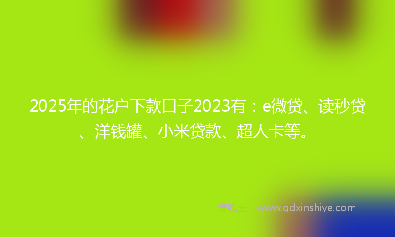2025年的花户下款口子2023有：e微贷、读秒贷、洋钱罐、小米贷款、超人卡等。
