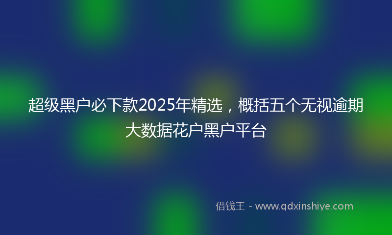 超级黑户必下款2025年精选，概括五个无视逾期大数据花户黑户平台